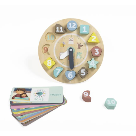 Reloj encajable de madera con tarjetas
