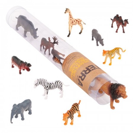 Tubo de 12 animales salvajes 4-8cm