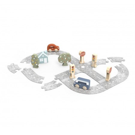 Puzzle de pistas de coches con 2 coches