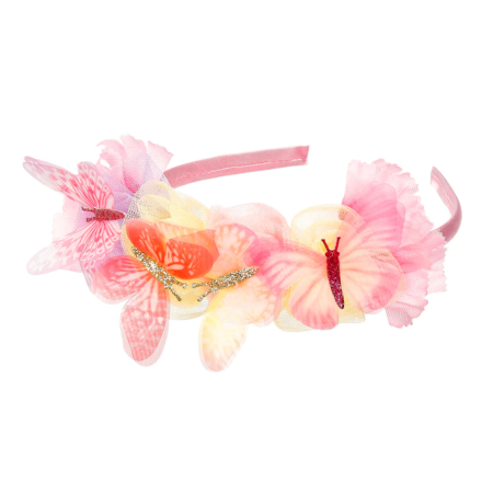 Diadema Lilyanne flores y mariposas